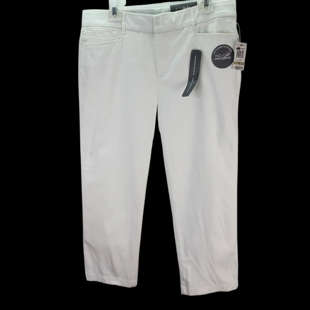 NWT JM Collections White Cotton No Gap Waistband Size 12 Tummy Slimming Panels